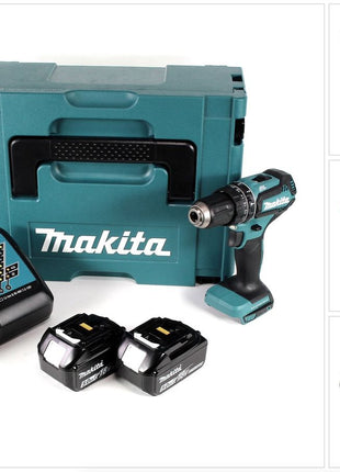 Makita DHP 485 RTJ 18 V Li-Ion Akku Schlagbohrschrauber im Makpac + 2 x 5,0 Ah Akku + Ladegerät - Toolbrothers