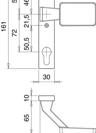 EDI Schlosskasten-Griff 1317/1020 ( 3000252739 ) Aluminium F1 gekröpft