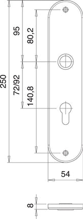 EDI Plaque de rénovation 206 H ( 3000261355 ) Acier inoxydable F00 Distance 92 mm