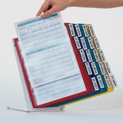 Wytrzymały stojak stołowy ( 9000492480 ) z blachy stalowej w kolorze jasnoszarym, RAL 7035 z ramą profilowaną