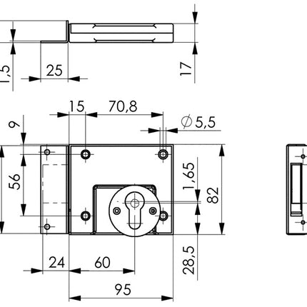 Zamek AMF 49 ( 3311021059 ) DIN lewy / prawy BB backset 60 mm
