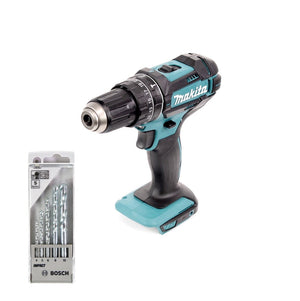 Makita DHP 482 Z Akku Schlagbohrschrauber Solo 18V 62Nm - ohne Akku, ohne Ladegerät + Bosch Steinbohrer Impact 5 tlg.