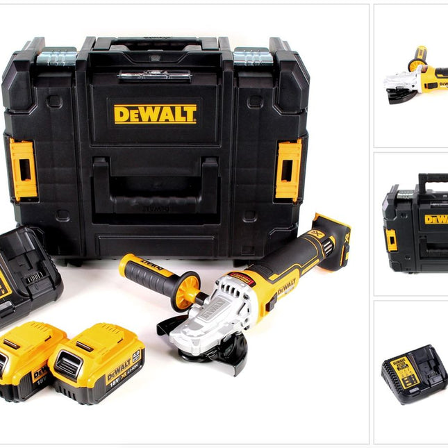 DeWalt DCG 405 FM2 Akku Winkelschleifer 18V 125mm Brushless + 2x Akku 4,0Ah + Ladegerät + TSTAK - Toolbrothers