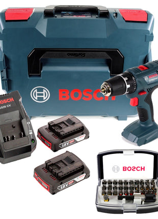 Bosch Professional GSR 18V-21 Akku Bohrschrauber 18V 55Nm + 2x Akku 2,0Ah + Ladegerät + Bit-Set + L-Boxx - Toolbrothers