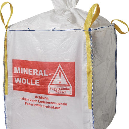 Torba transportowa Big Bag ( 4000818466 ) Długość 900 mm Szerokość 900 mm Wysokość 1100 mm Nadruk: Wełna mineralna