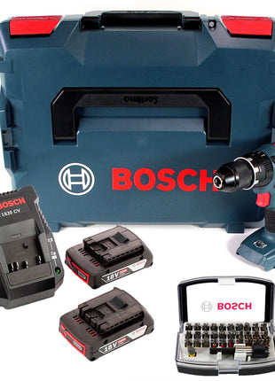 Bosch GSB 18 V-28 Professional 18 V Li-Ion Akku Schlagbohrschrauber in L-Boxx + 2 x 2,0 Ah Akku + Ladegerät + 32 tlg. Bit-Set - Toolbrothers