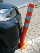 Słupek bariery ( 9000490028 ) czarno-żółty z tworzywa sztucznego Ø 80 mm Wysokość nad podłogą = 1000 mm