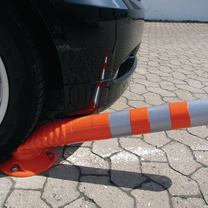 Słupek bariery ( 9000490020 ) plastikowy pomarańczowy/biały Ø 80 mm z materiałem mocującym