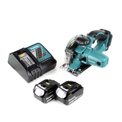 Makita DCS 552 RT 18 V Akku Metall Handkreissäge 136 mm + 2x 5,0 Ah Akku und Lader + Sägeblatt und Schutzbrille - Toolbrothers