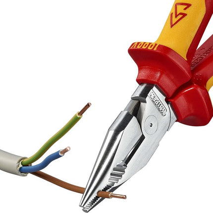 Szczypce uniwersalne z noskiem igłowym Knipex ( 8002875246 ) długość 185 mm chromowane VDE