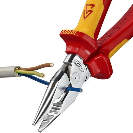 Szczypce uniwersalne z noskiem igłowym Knipex ( 8002875246 ) długość 185 mm chromowane VDE