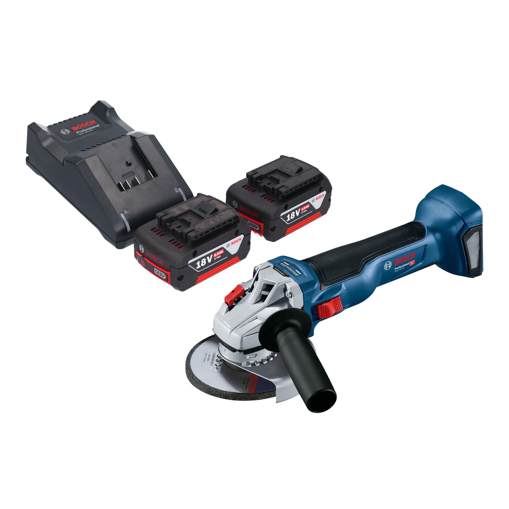 Bosch GWS 18V 10 Professional Akku Winkelschleifer 18 V 125 mm Brushless 2x Akku 5 0 Ah Ladegeraet 0 - toolbrothers