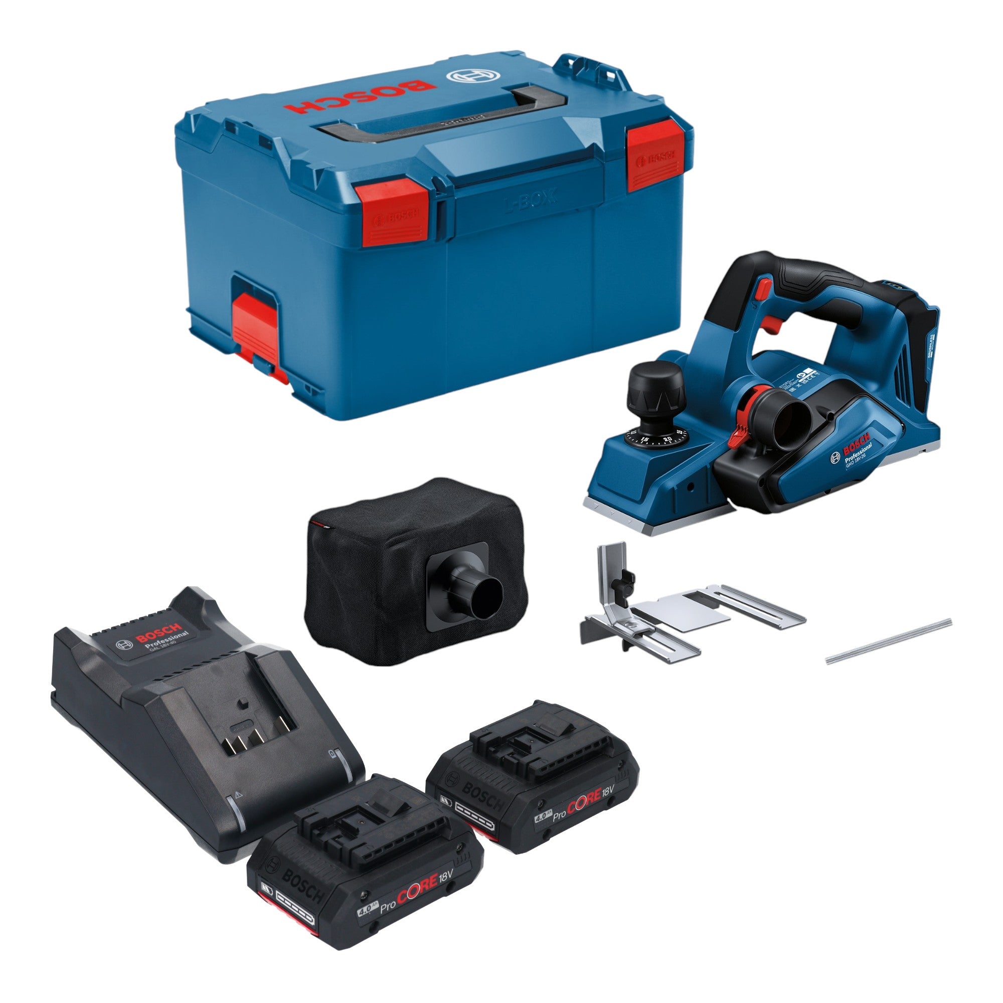 Bosch GHO 18V 26 Professional Akku Hobel 18 V 2 6 mm Brushless 2x ProCORE Akku 4 0 Ah Ladegeraet L Boxx 0 - toolbrothers