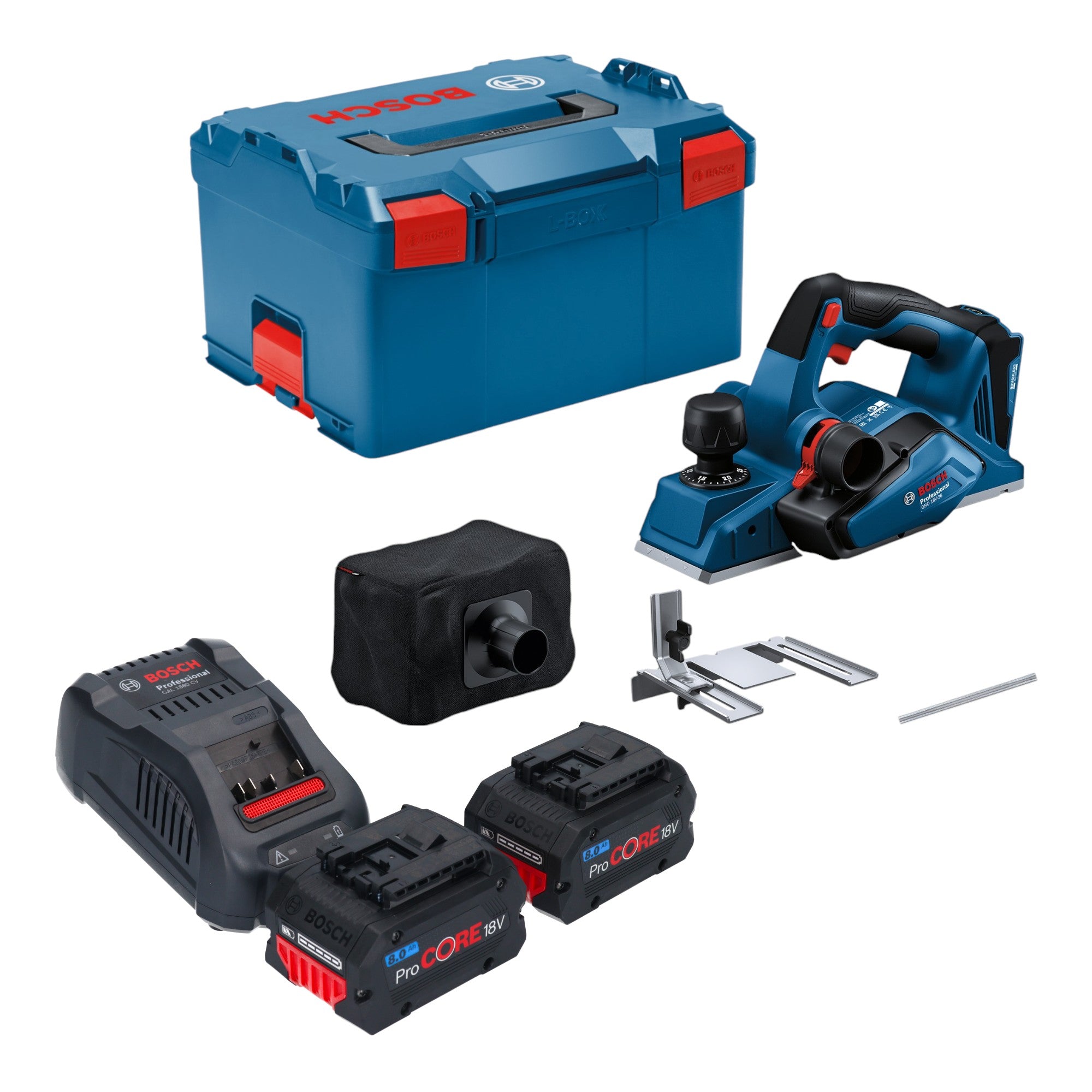 Bosch GHO 18V 26 Professional Akku Hobel 18 V 2 6 mm Brushless 2x ProCORE Akku 8 0 Ah Ladegeraet L Boxx 0 - toolbrothers