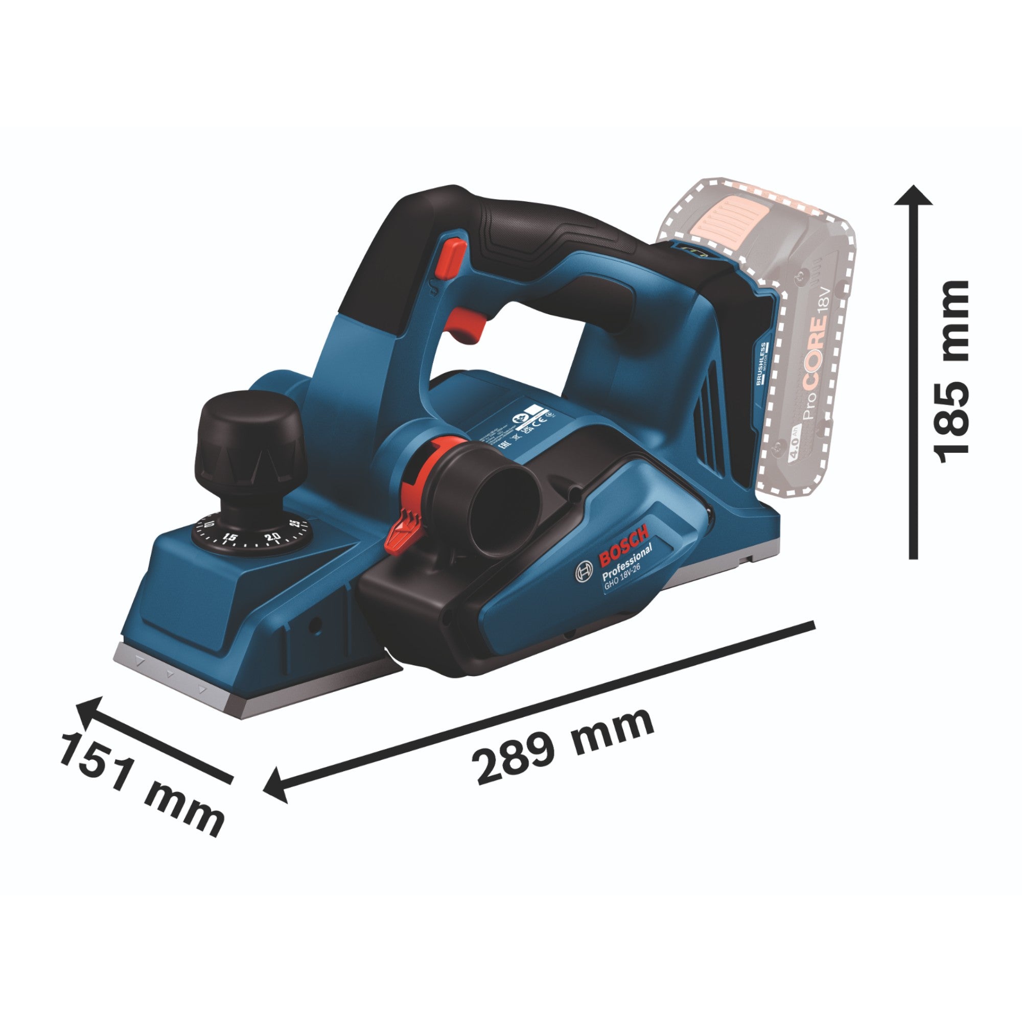 Bosch GHO 18V 26 Professional Akku Hobel 18 V 2 6 mm Brushless 2x ProCORE Akku 8 0 Ah Ladegeraet L Boxx 4 - toolbrothers