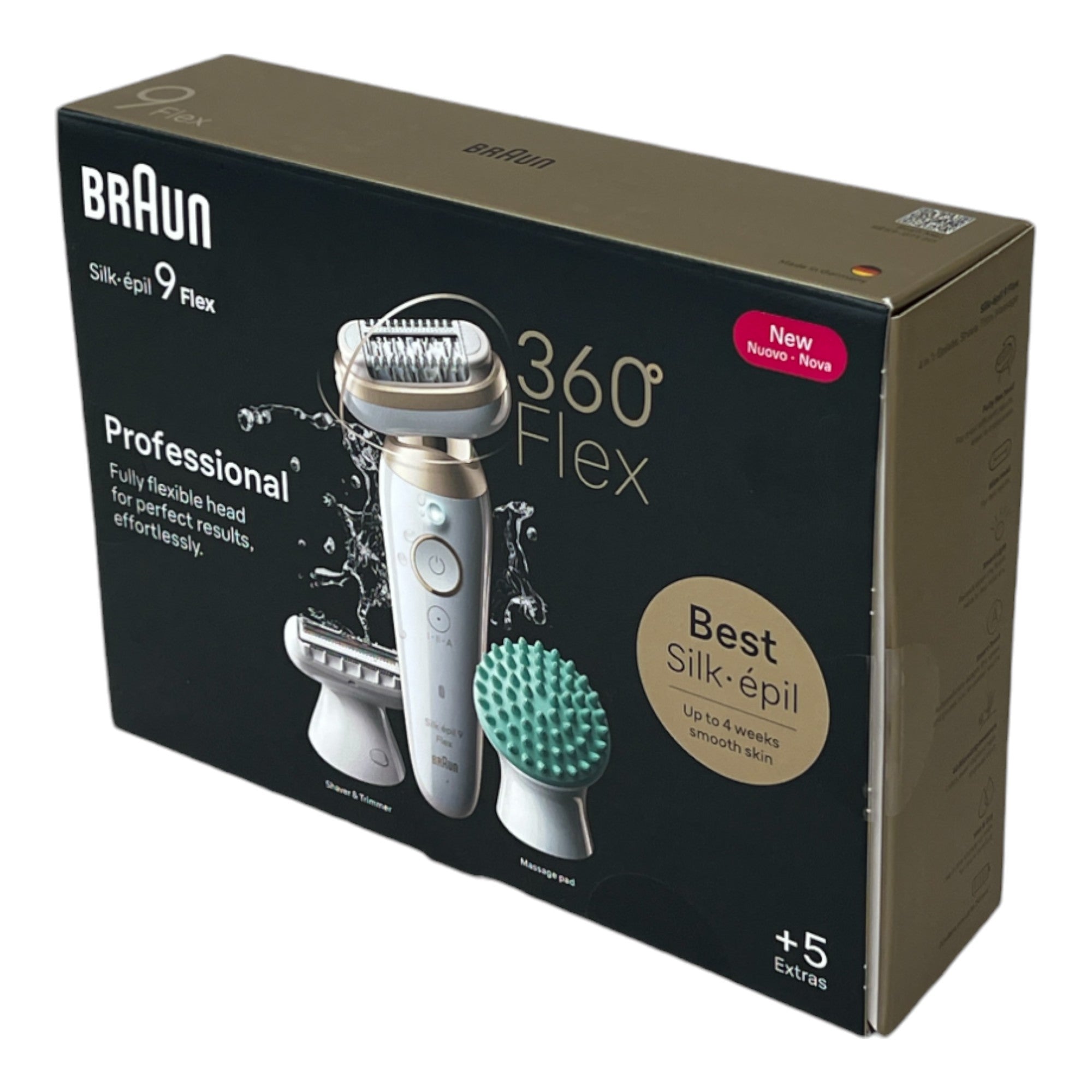 BRAUN Silk Epil 9 071 3D Flex Epilierer Damen Haarentferner fuer langanhaltende Haarentfernung Rasieraufsatz Massageaufsatz Weiss Gold 3 - toolbrothers