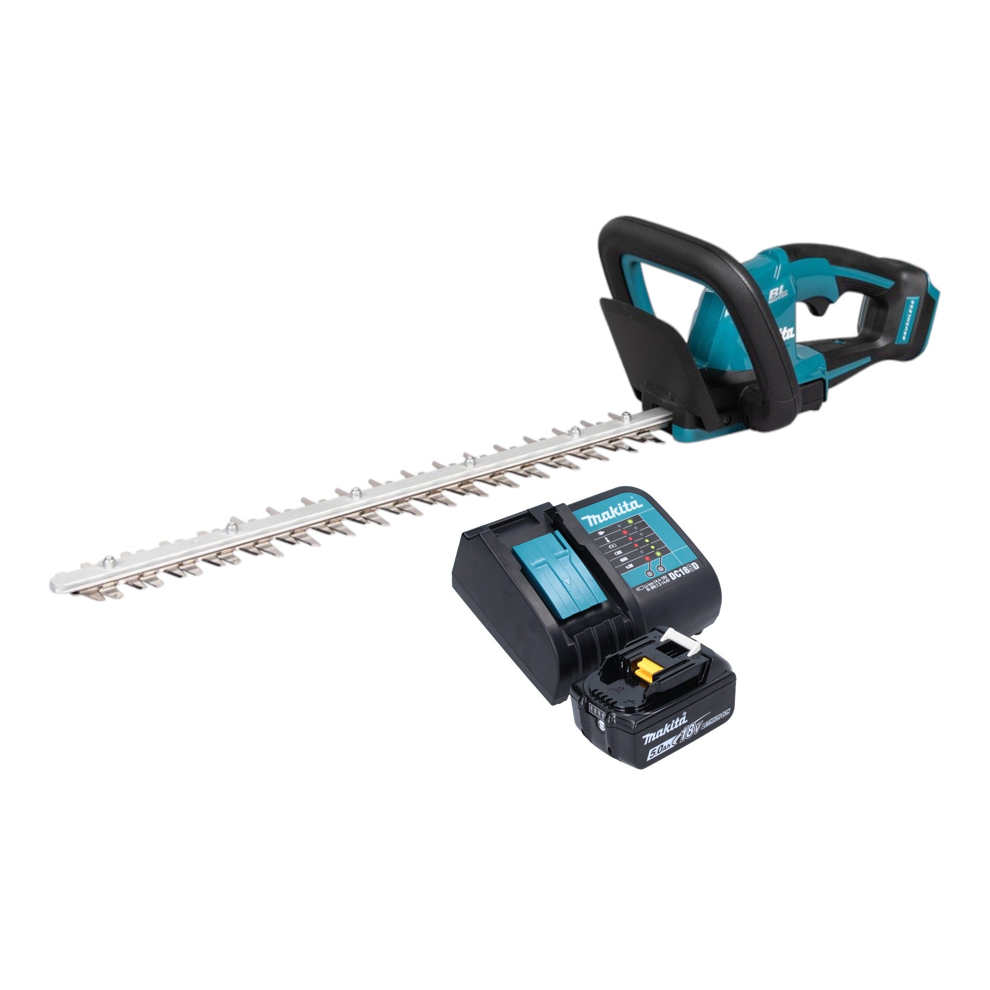 Makita DUH 506 ST Akku Heckenschere 18 V 50 cm Brushless 1x Akku 5 0 Ah Ladegeraet 0 - toolbrothers