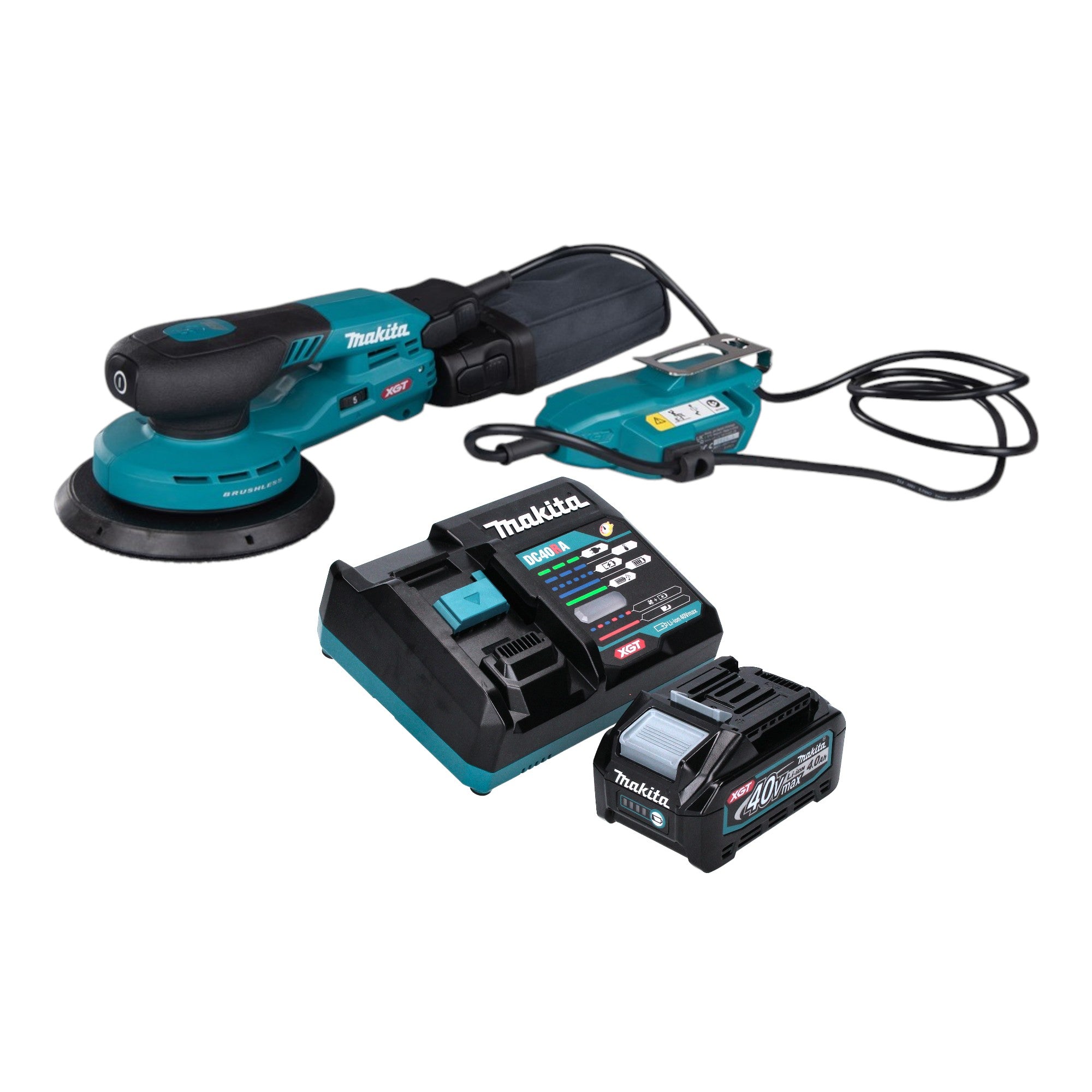 Makita BO 002 CGM101 Akku Exzenterschleifer 40 V max 150 mm 5 0 mm Hub Brushless 1x Akku 4 0 Ah Ladegeraet 0 - toolbrothers