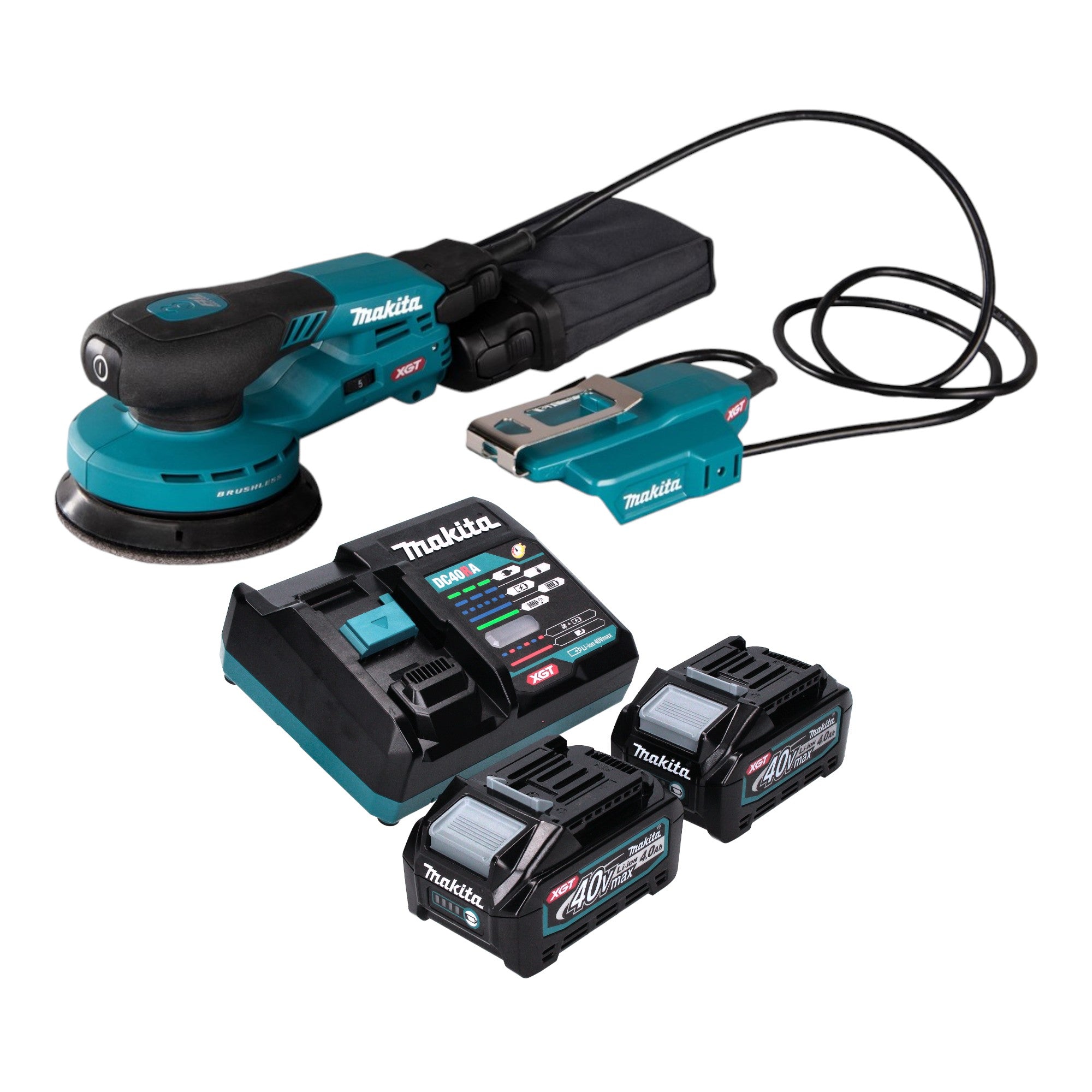 Makita BO 003 CGM201 Akku Exzenterschleifer 40 V max 125 mm 3 0 mm Hub Brushless 2x Akku 4 0 Ah Ladegeraet 0 - toolbrothers
