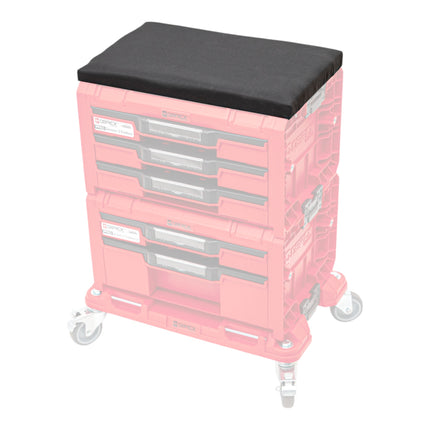 Piankowa płyta adaptera siedziska Qbrick System PRO o wymiarach 450 x 310 x 31 mm z wyściełaną powierzchnią siedziska