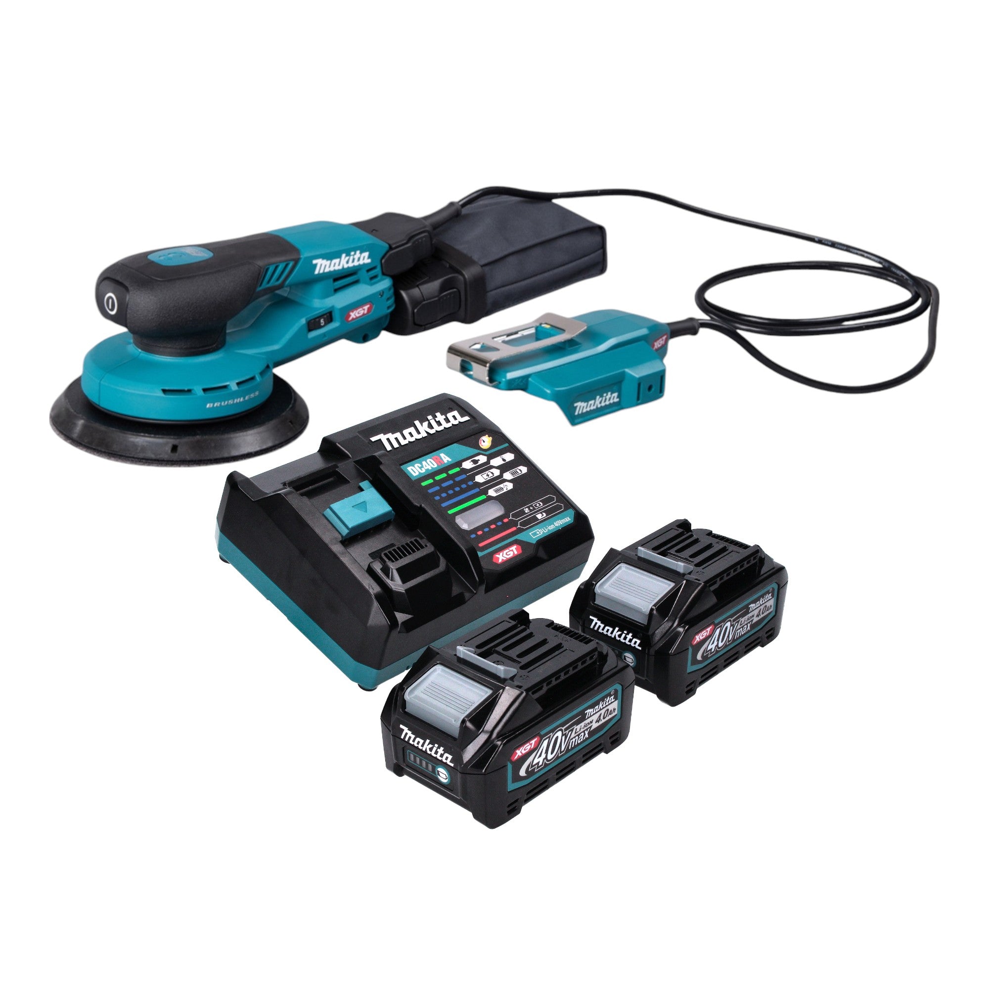 Makita BO 004 CGM201 Akku Exzenterschleifer 40 V max 150 mm 3 0 mm Hub Brushless 2x Akku 4 0 Ah Ladegeraet 0 - toolbrothers