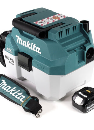 Makita DVC 750 LT1X3 Akku Staubsauger Nass und Trockensauger 18 V tragbar + 1x 5,0 Ah Akku - ohne Zubehör, ohne Ladegerät - Toolbrothers