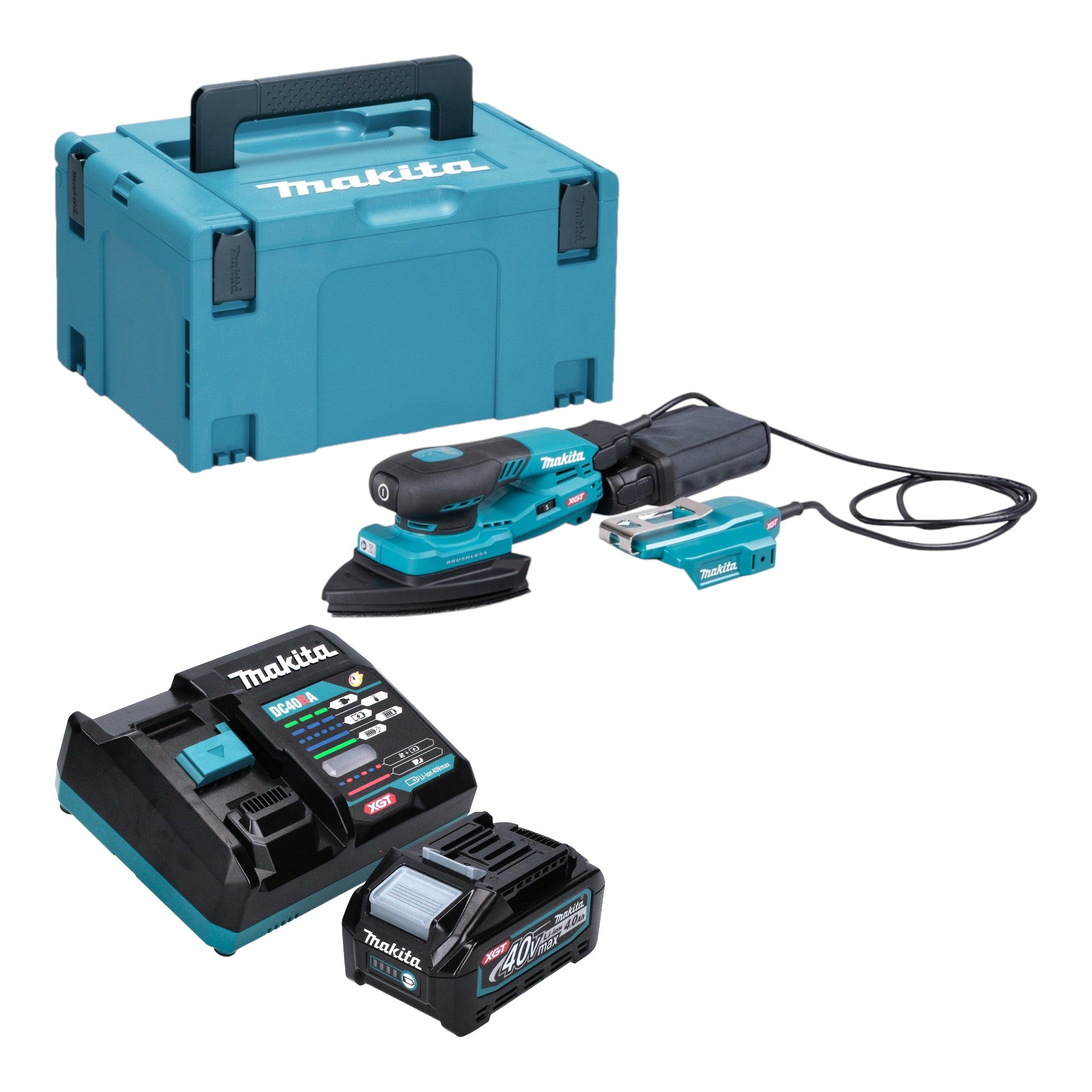 Makita BO 006 CGM101 Akku Deltaschleifer 40 V max 100 x 150 mm 3 0 mm Hub Brushless 1x Akku 4 0 Ah Ladegeraet Makpac 0 - toolbrothers