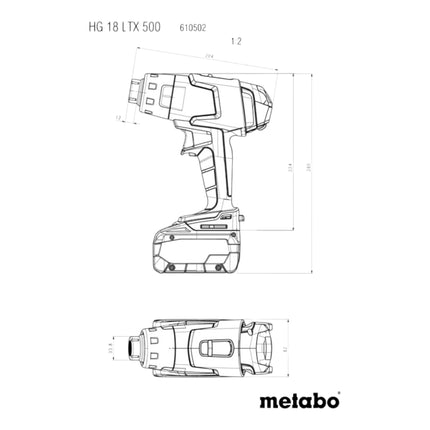 Metabo HG 18 LTX 500 Akumulatorowy pistolet na gorące powietrze 18 V 300 / 500 °C + 1x akumulator 4,0 Ah + ładowarka