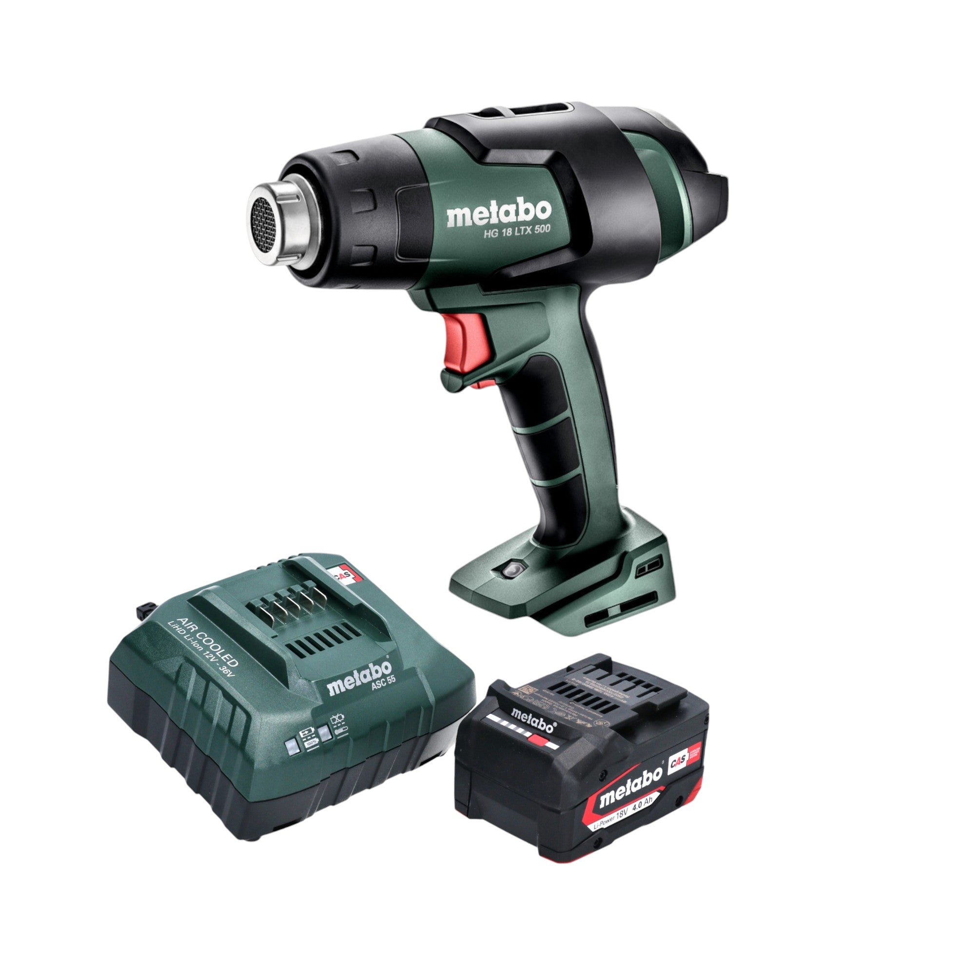 Metabo HG 18 LTX 500 Akku Heissluftgeblaese 18 V 300 500 C 1x Akku 4 0 Ah Ladegeraet 0 - toolbrothers
