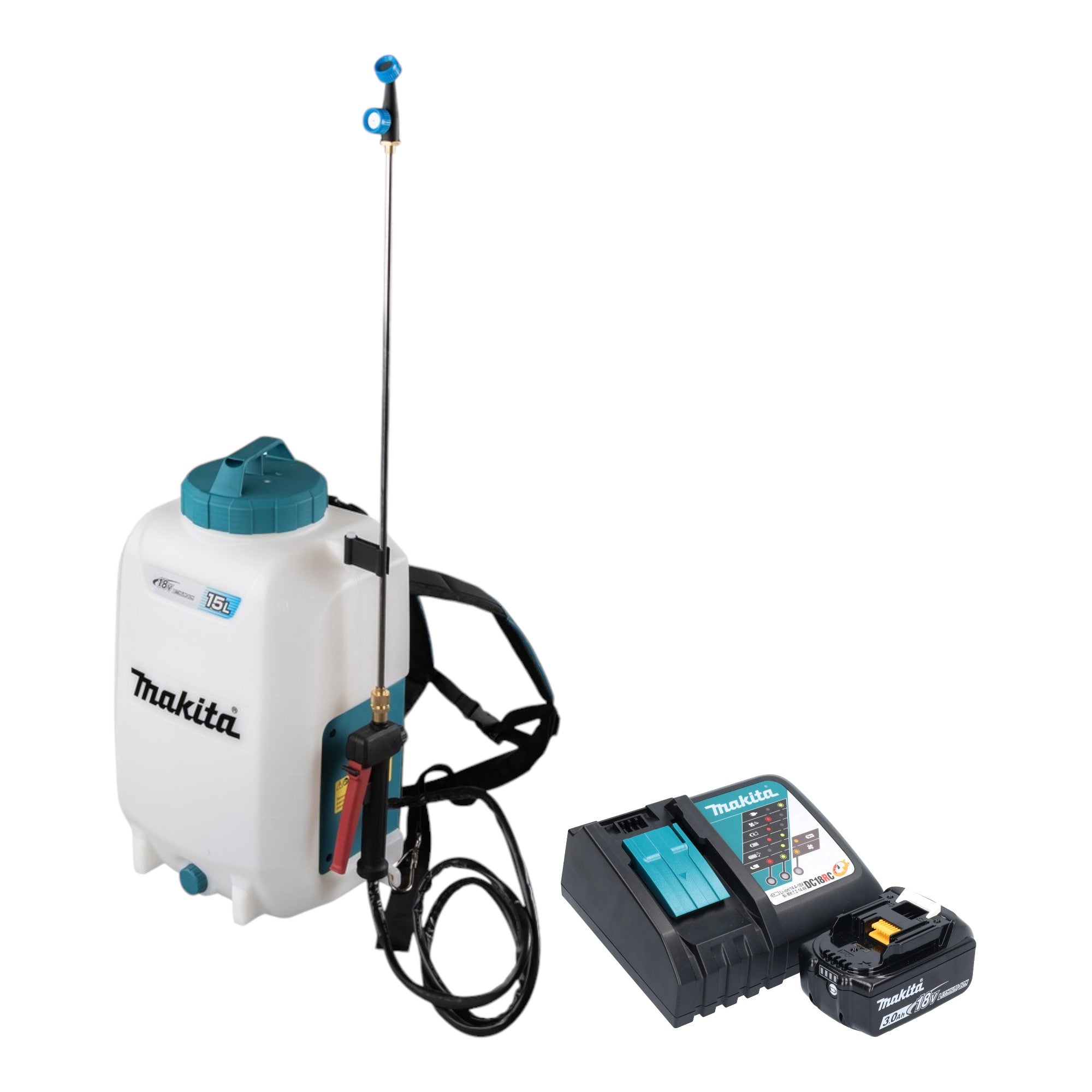 Makita DUS 158 RF Akku Druckspritze 18 V 15 l 5 0 bar 1x Akku 3 0 Ah Ladegeraet 0 - toolbrothers