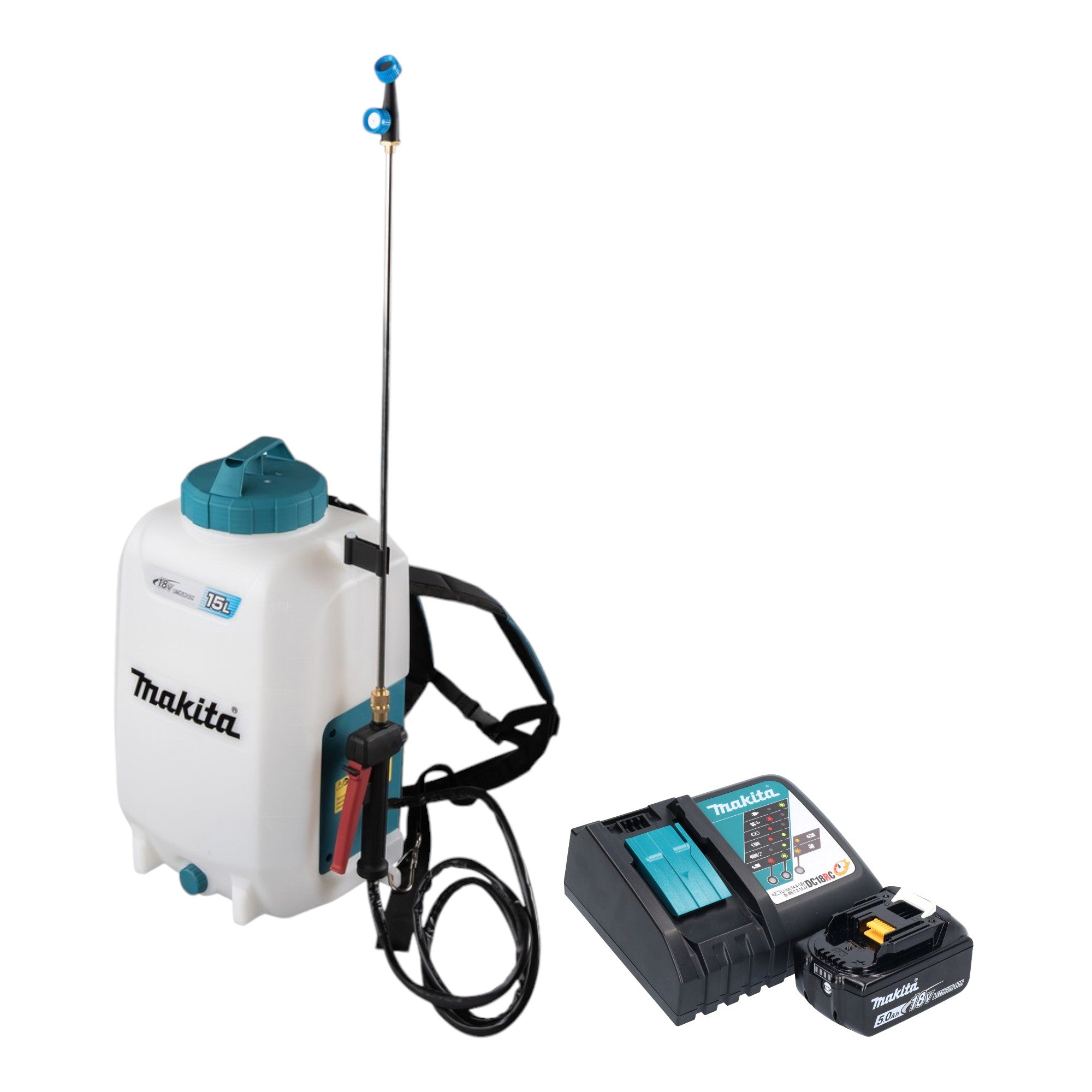 Makita DUS 158 RT Akku Druckspritze 18 V 15 l 5 0 bar 1x Akku 5 0 Ah Ladegeraet 0 - toolbrothers