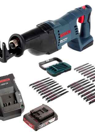 Bosch GSA 18V-Li N Akku Reciprosäge 18V Säbelsäge + 2x Sägeblatt + 27 tlg. Makita Sägeblatt-Set + 1x 2,0 Ah Akku + Ladegerät - Toolbrothers