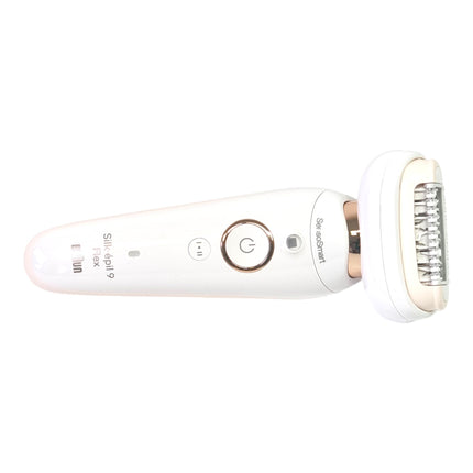 BRAUN Silk-épil 9 Flex 9-100 zestaw kosmetyczny depilator damski / depilator + szczoteczka do oczyszczania twarzy FaceSpa + 9 nasadek + torba biały / złoty