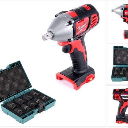 Milwaukee M18 BIW12-0 18 V Li-Ion Akku Schlagschrauber Solo +  9 tlg. Stecknüsse-Set - ohne Akku, ohne Ladegerät - Toolbrothers