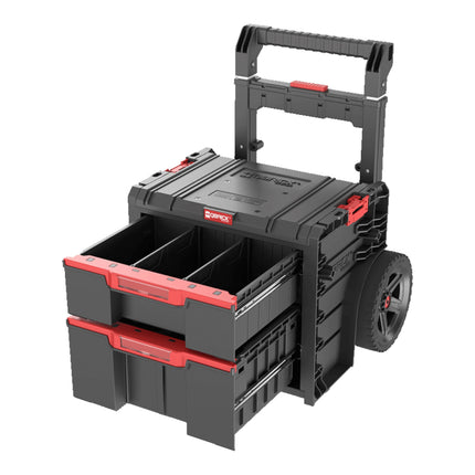 Qbrick System PRO Cart 2.0 Plus Drawer 2 mobilna skrzynia na kółkach 520 x 415 x 660 mm 9,5 l 12 l zdejmowany podwójny uchwyt teleskopowy