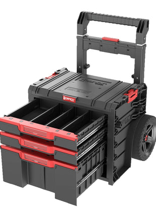 Qbrick System PRO Cart 2.0 Plus Drawer 3 mobile Box auf Rädern 520 x 415 x 660 mm 12 l 2x 4,5 l abnehmbarer Doppelteleskopgriff