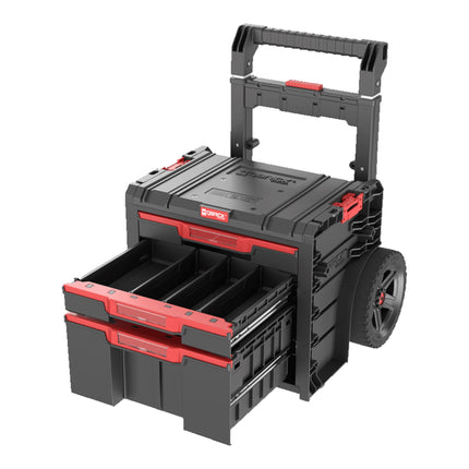 Qbrick System PRO Cart 2.0 Plus Drawer 3 mobilna skrzynka na kółkach 520 x 415 x 660 mm 12 l 2x 4,5 l zdejmowany podwójny uchwyt teleskopowy