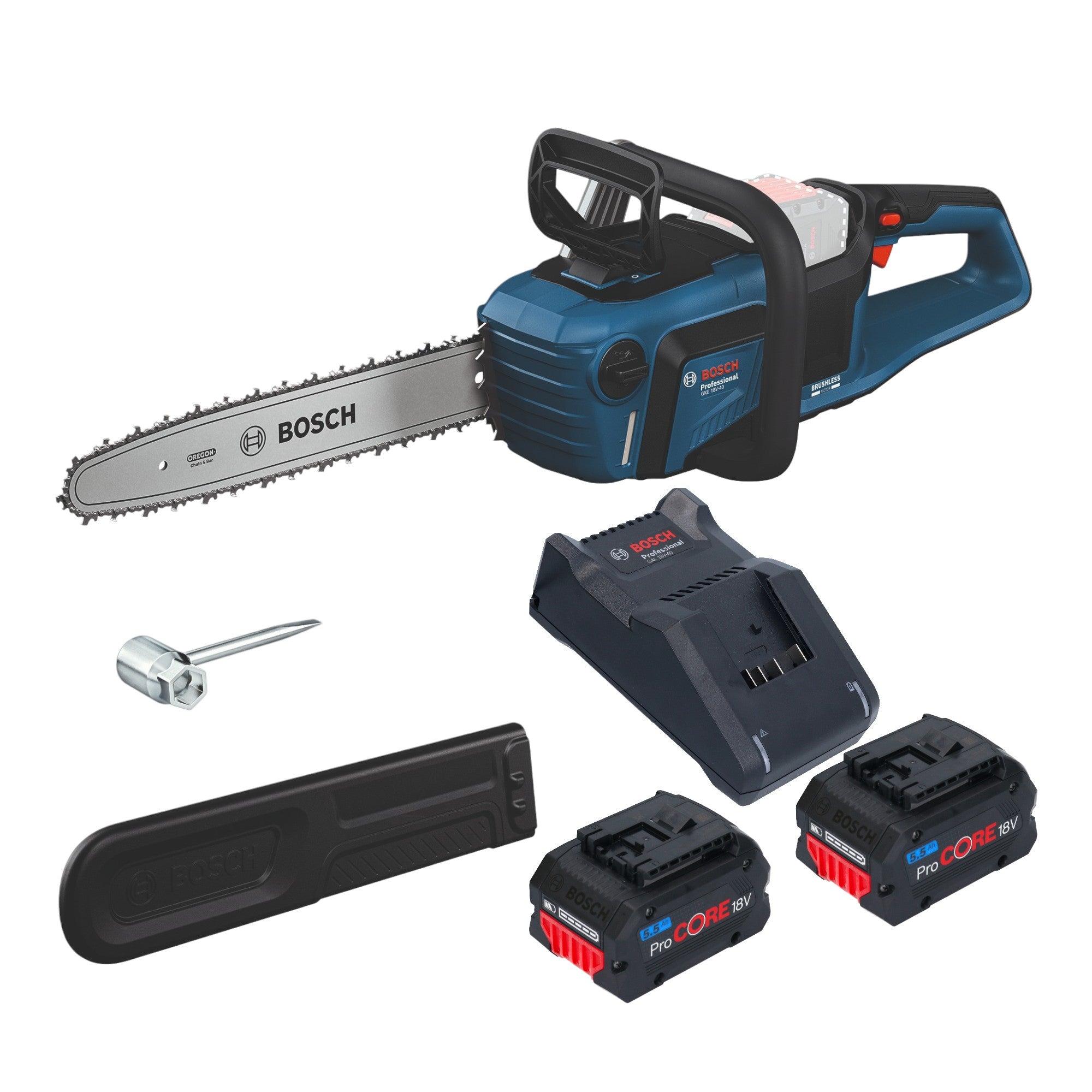 Bosch GKE 18V 40 Professional Akku Kettensaege 18 V 40 cm Brushless 2x ProCORE Akku 5 5 Ah Ladegeraet 0 - toolbrothers