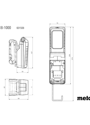 Metabo BSA 18-1000 foco de construcción a batería 18 V 1000 lm + 1x batería 4,0 Ah - sin cargador