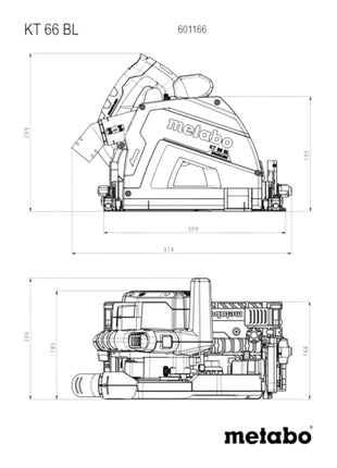 Pilarka tarczowa do cięcia wgłębnego Metabo KT 66 BL 1200 W 165 mm + metaBOX ( 601166500 )