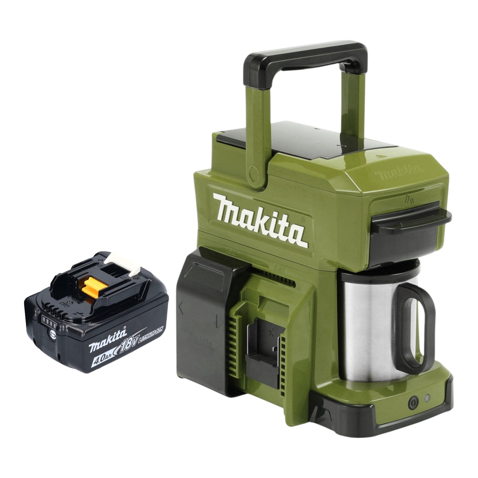 Makita DCM 501 MO Akku Kaffeemaschine 12 V max 18 V Olive 1x Akku 4 0 Ah ohne Ladegeraet 0 - toolbrothers