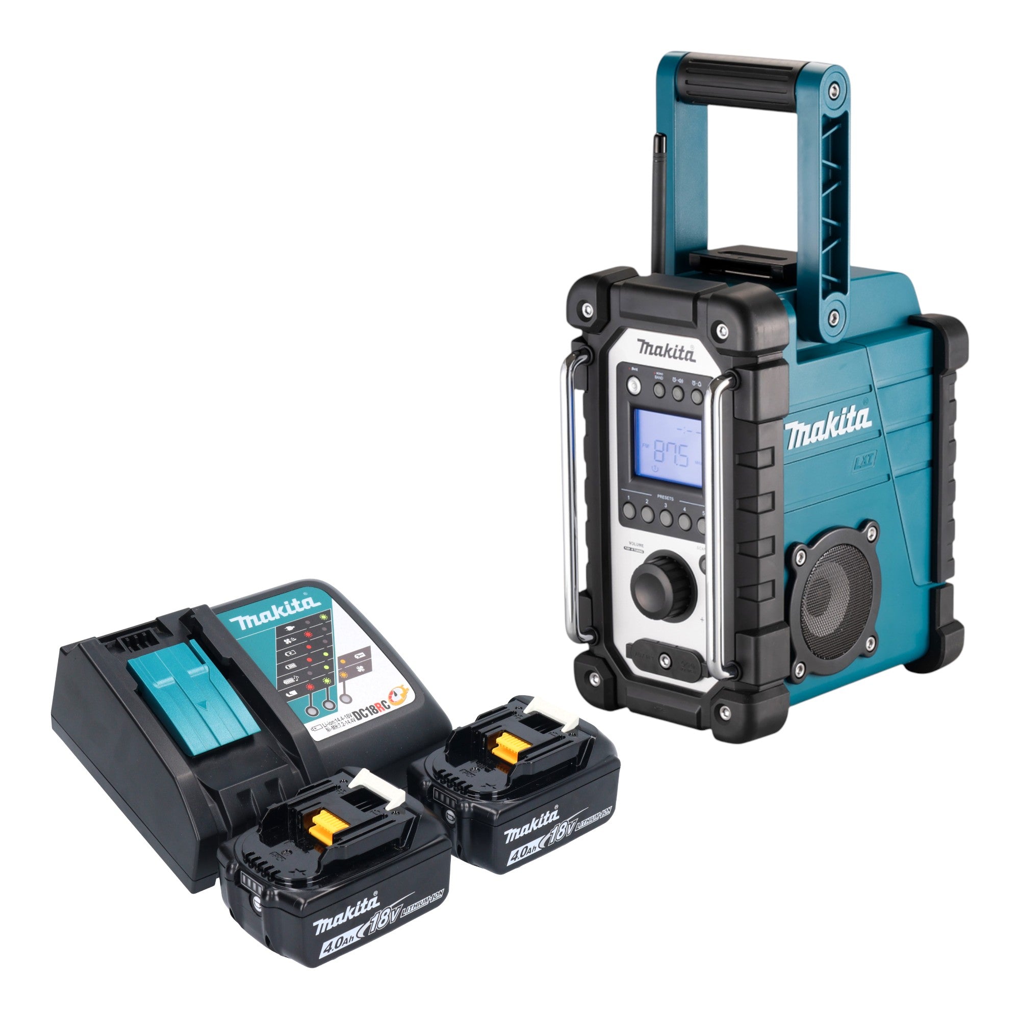 Makita DMR 116 RM Akku Baustellenradio 14 4 18 V AM FM AUX 2x Akku 4 0 Ah Ladegeraet 0 - toolbrothers