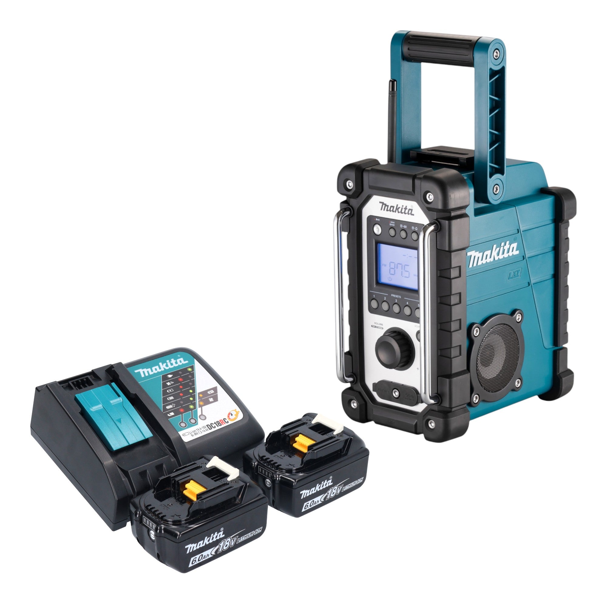 Makita DMR 116 RG Akku Baustellenradio 14 4 18 V AM FM AUX 2x Akku 6 0 Ah Ladegeraet 0 - toolbrothers