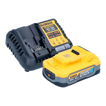 Akumulatorowa szlifierka kątowa DeWalt DCG 412 H1T 18 V 125 mm + 1x akumulator Powerstack 5,0 Ah + ładowarka + TSTAK