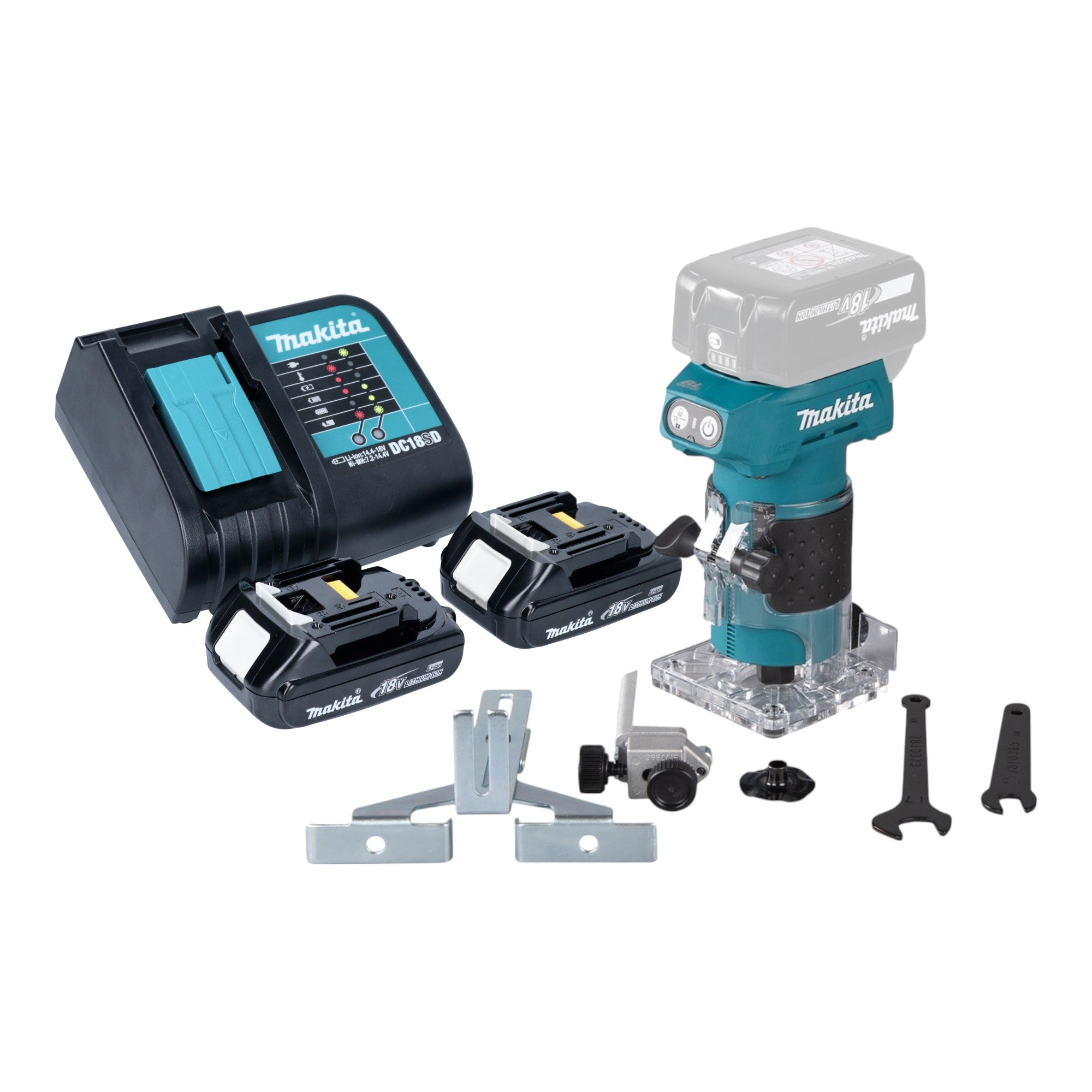 Makita DRT 52 SY Akku Kantenfraese 18 V 6 mm Brushless 2x Akku 1 5 Ah Ladegeraet 0 - toolbrothers