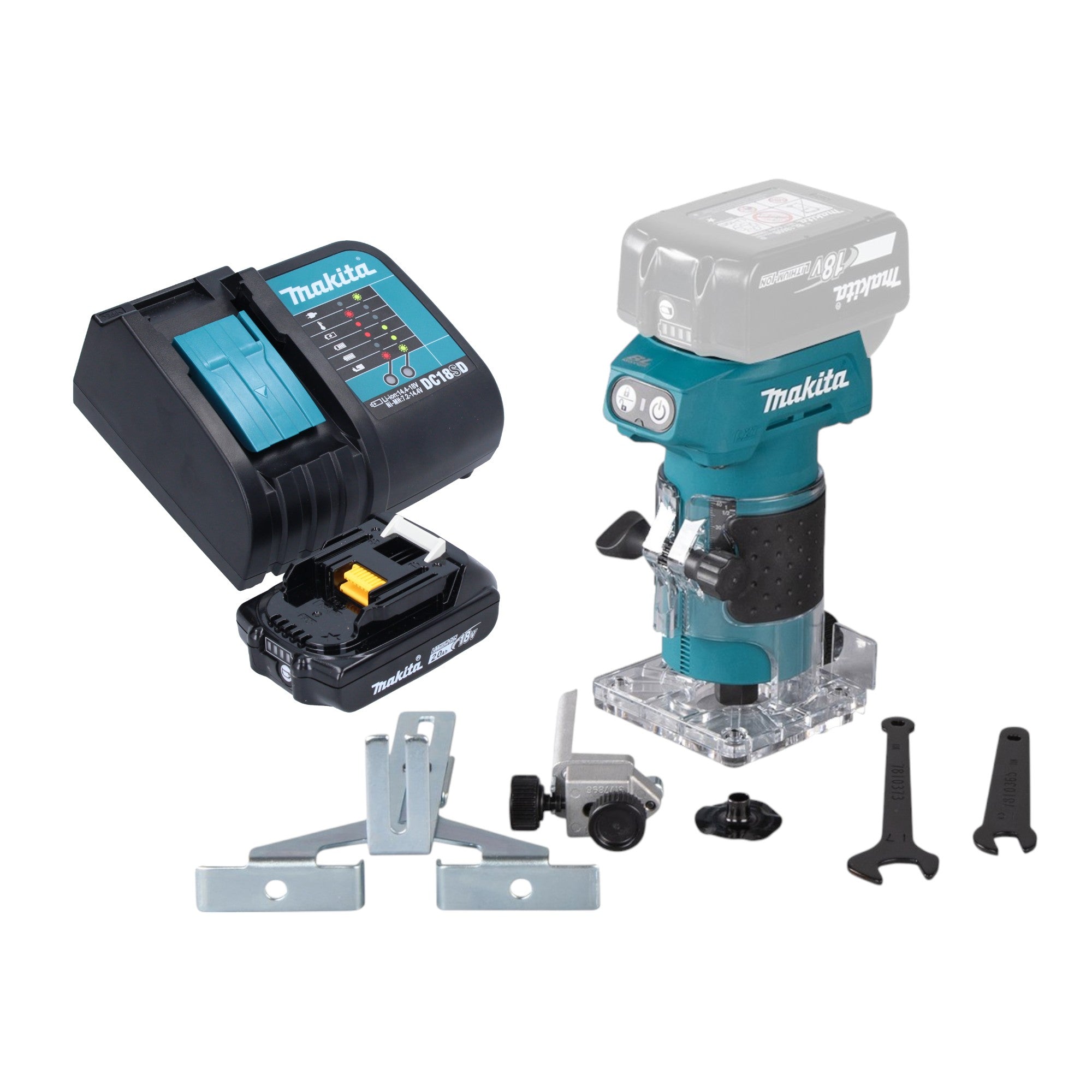 Makita DRT 52 SA1 Akku Kantenfraese 18 V 6 mm Brushless 1x Akku 2 0 Ah Ladegeraet 0 - toolbrothers