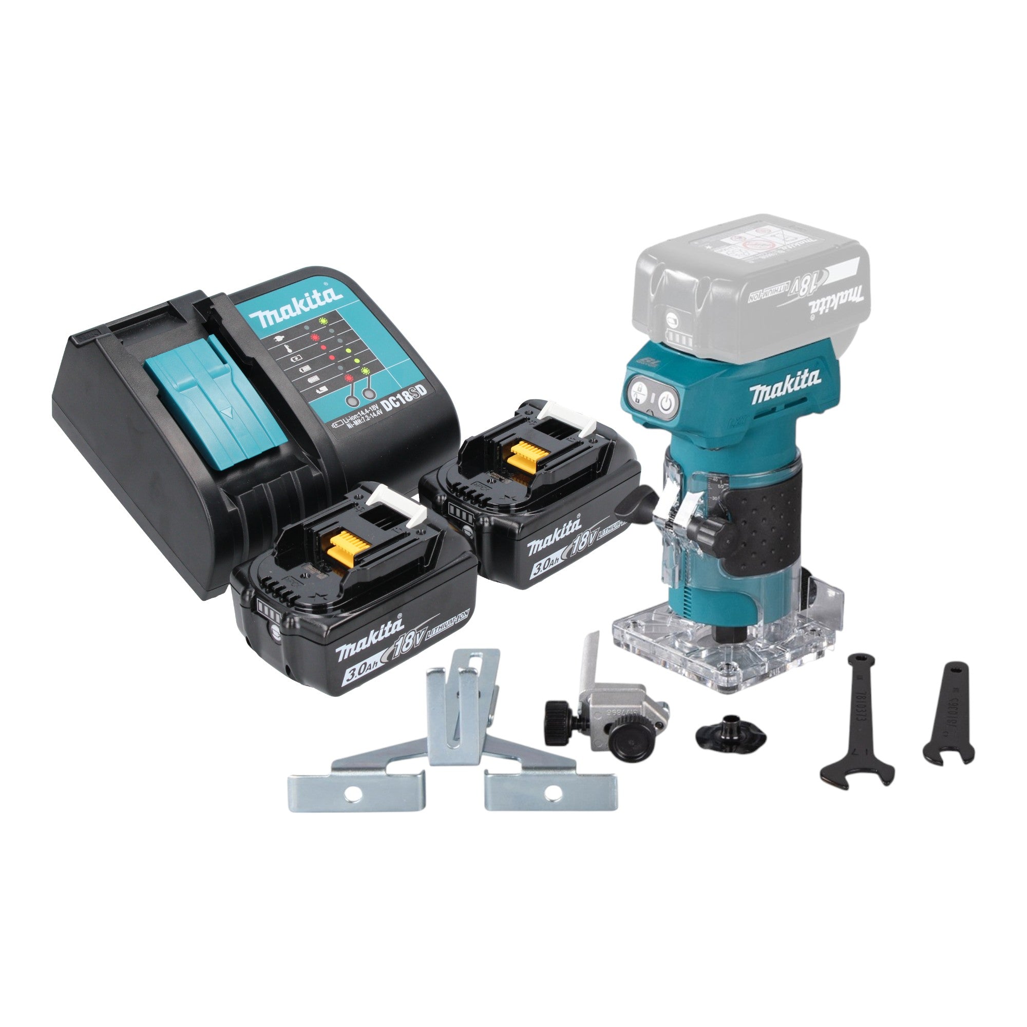 Makita DRT 52 SF Akku Kantenfraese 18 V 6 mm Brushless 2x Akku 3 0 Ah Ladegeraet 0 - toolbrothers