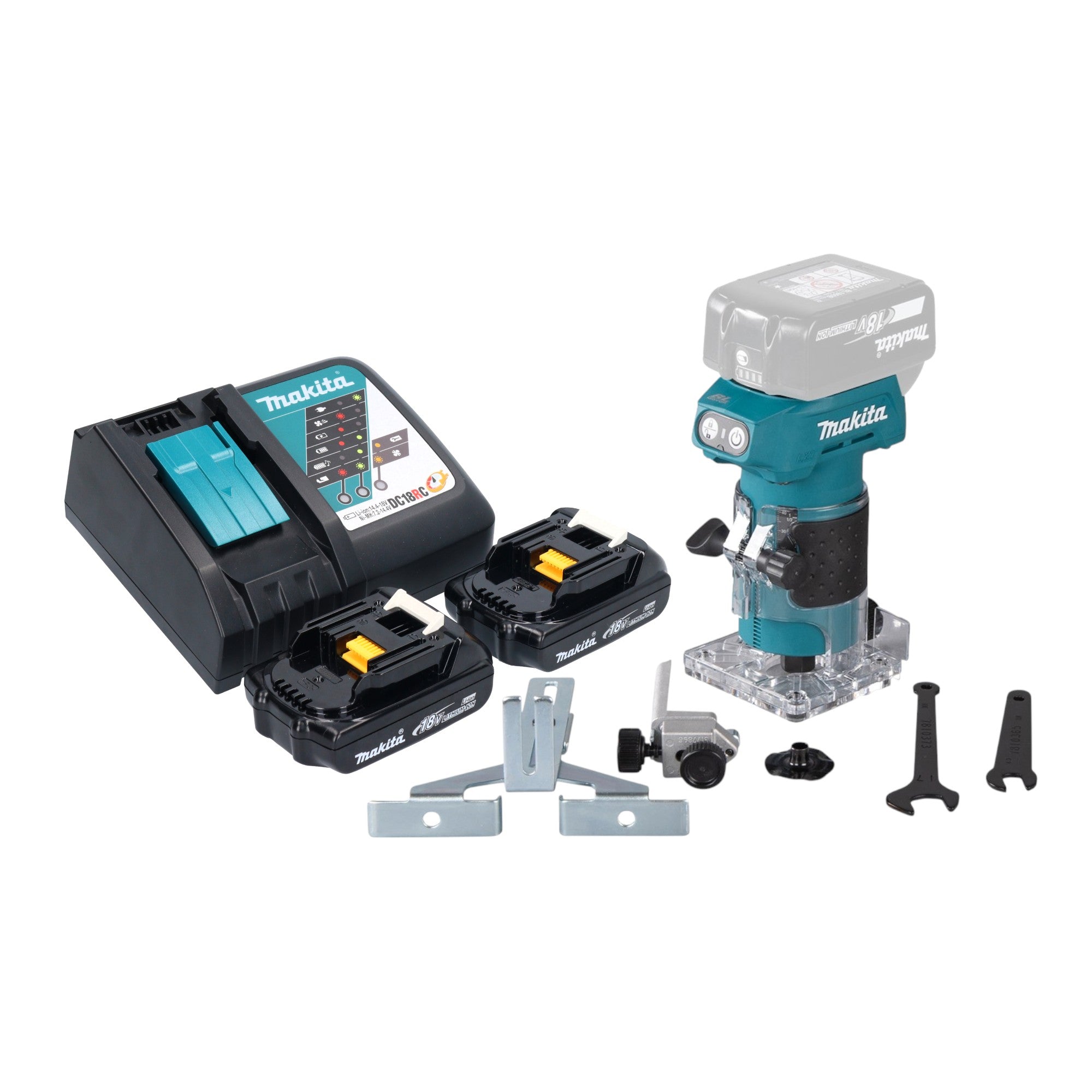 Makita DRT 52 RY Akku Kantenfraese 18 V 6 mm Brushless 2x Akku 1 5 Ah Ladegeraet 0 - toolbrothers
