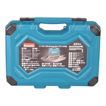 Makita E-17980 Zestaw narzędzi 231 szt. 5/16" / 1/4" / 1/2" wkrętak / grzechotka / klucz / bity + walizka