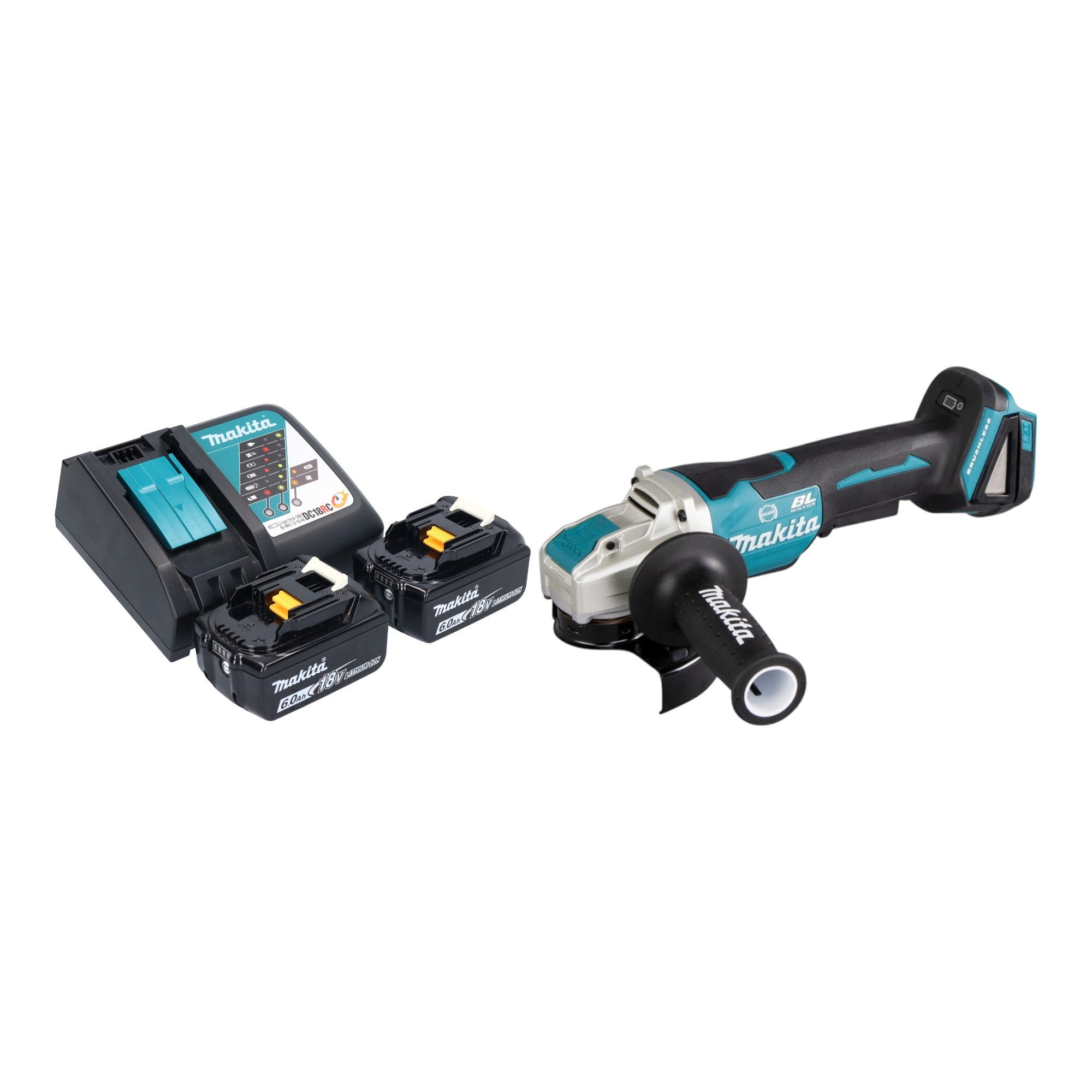 Makita DGA 520 RGX1 Akku Winkelschleifer 18 V 125 mm X LOCK Brushless 2x Akku 6 0 Ah Ladegeraet 0 - toolbrothers